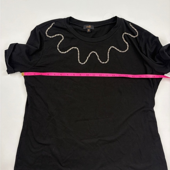 Ortworth Black Rhinestone Embellished T-Shirt Women’s Size Large - Picture 3 of 6
